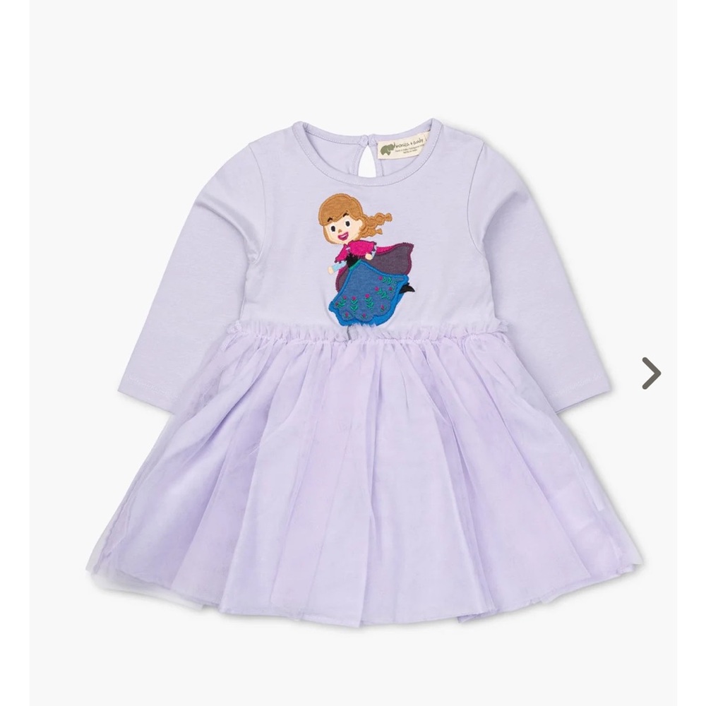 Purple Kids Dress with Embroidered Character